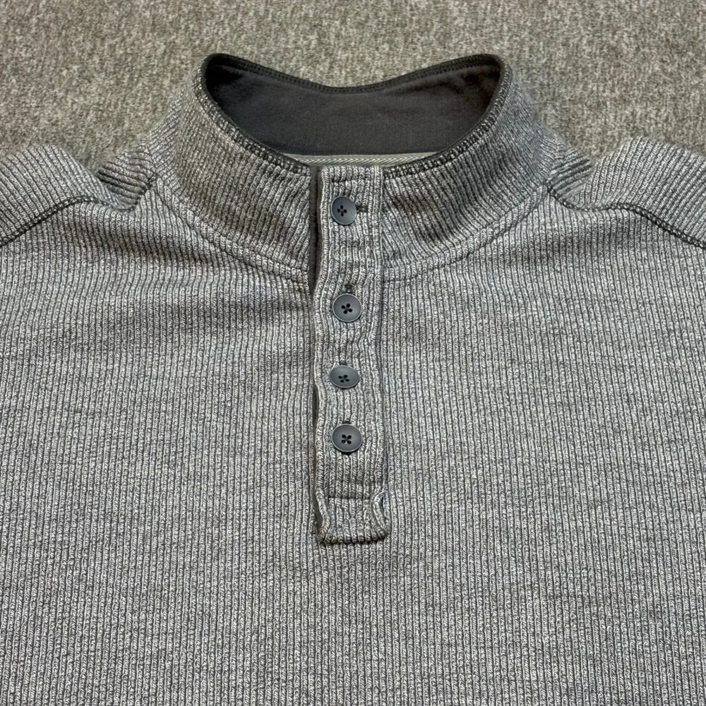 Tommy Bahama Mens XL Gray 1/4 Button Pullover‎ Mock Neck Sweater Henley Shirt